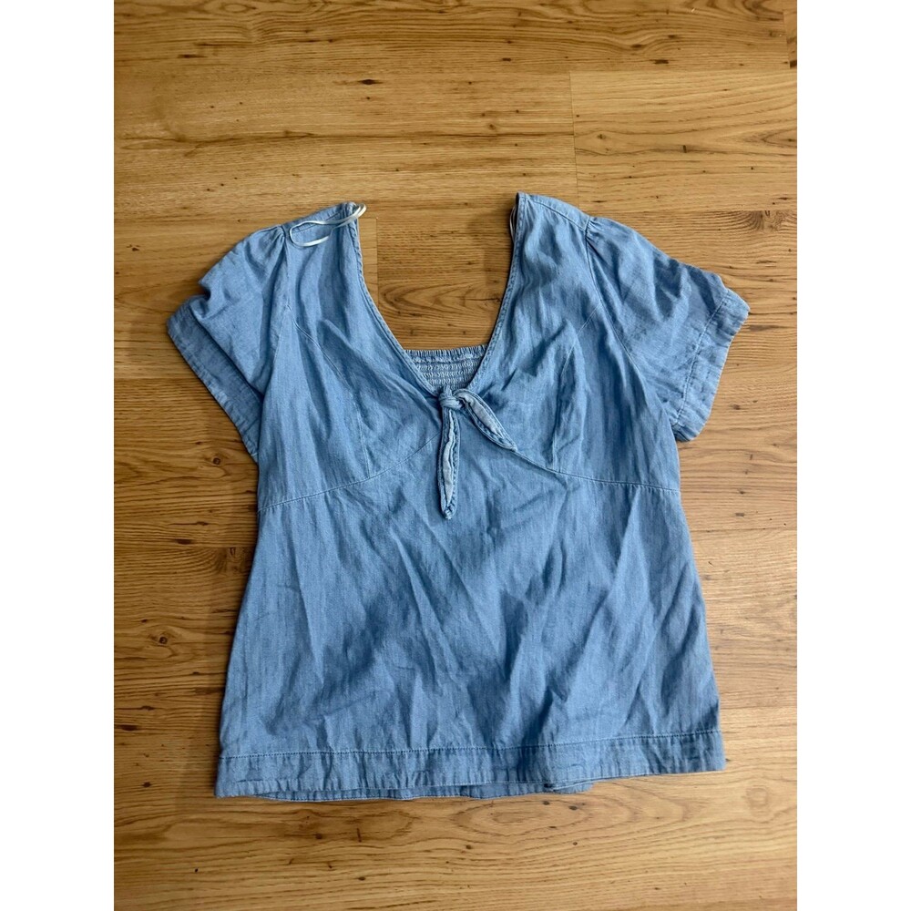 Old Navy Chambray Tie Front Blouse